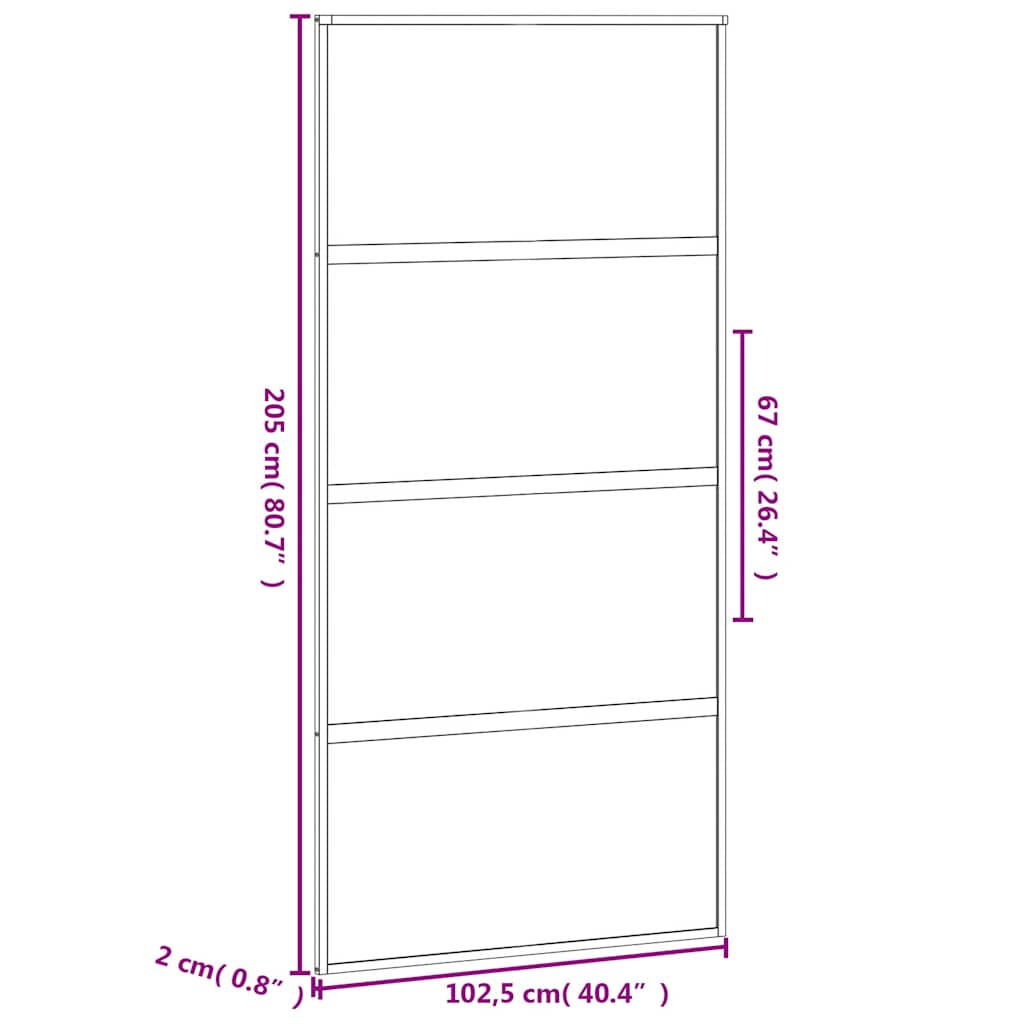 Sliding Door Black 102.5 X 205 Cm Tempered Glass and Aluminum