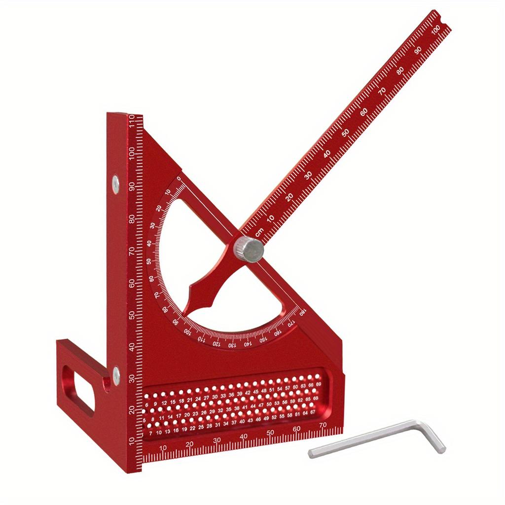 3D Adjustable Carpentry Square Protractor With 180 Degree Quick Marking Guide - Aluminum Alloy Half-Circle Set Scribing Ruler