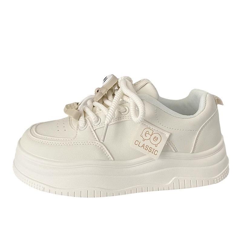 Milk White Muffin Little White Shoes Women's Platform Spring New Niche Bread Shoes Sports Board Shoes