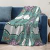 Boho Floral Pattern Blanket Geometric Print Throw Blanket Decorative Quilt Bedspread For Sofa Couch Living Room Bedroom