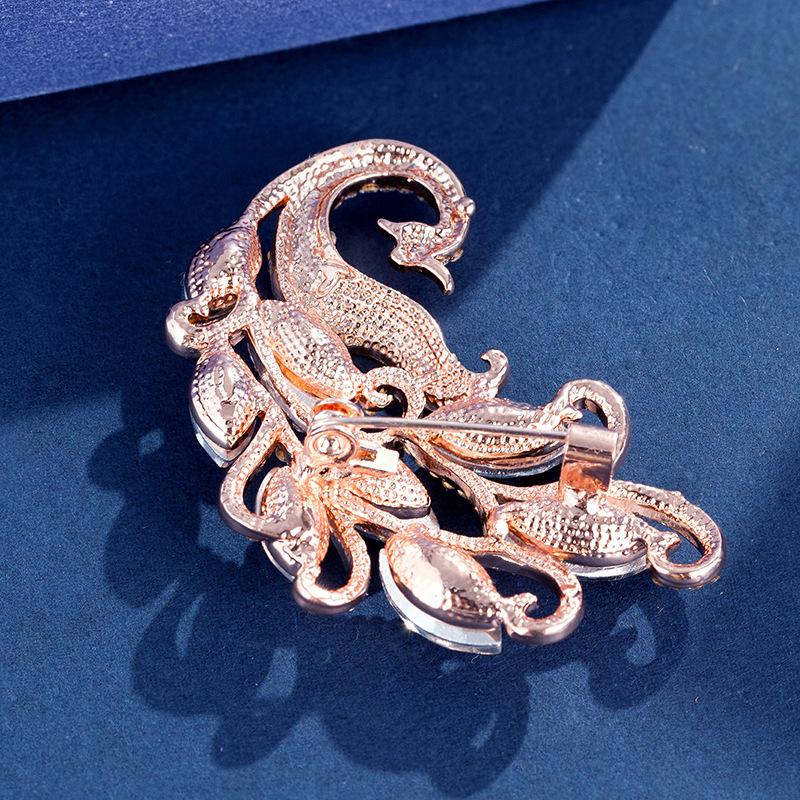 Blue Crystal Phoenix Brooch Female Alloy Diamond Set Anti-Light Pin Fashion Brooch Suit Accessories
