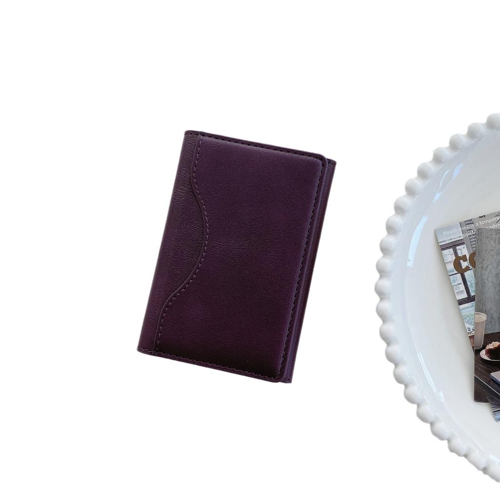 Magnetic folding multi-function card bag for Apple solid color magnetic leather for iPhone folding card bag
