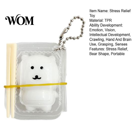 Bear Sensory Toy 1/2/3Pcs Stress Relief with Clear Box & Chopsticks, Cartoon Bento Hand Tool Squeeze Toy, Slow Rising for Anxiety Reduction