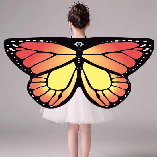 Halloween Cape Realistic Looking Vibrant Color Breathable Ultra-Light Easy-wearing Dress Up Chiffon Halloween Butterfly Wings Toddler Cosplay Costume
