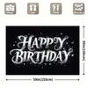 Black Background with Silver Glitter "Happy Birthday" for Live Stream and Video Call