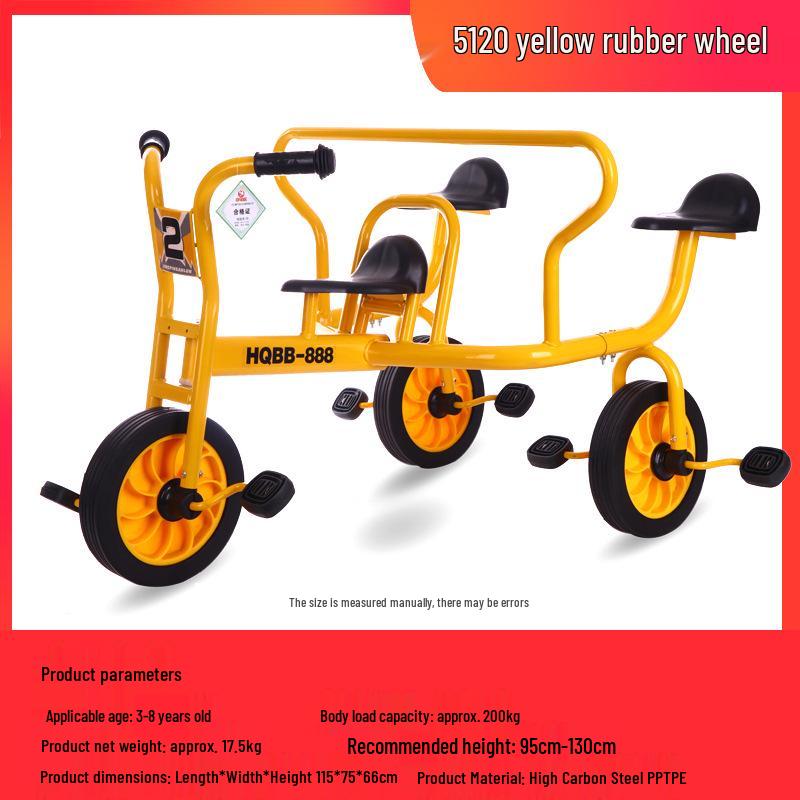 Children's Double Pedal Tricycle with Basket for Outdoor Play