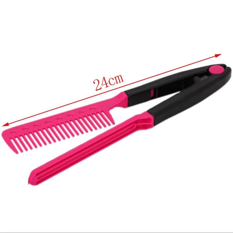 1 Piece V-shaped Straightener Hairdressing Straightening Brush Salon V Comb Straightener Styling Hair Folding Hair Styling Tool