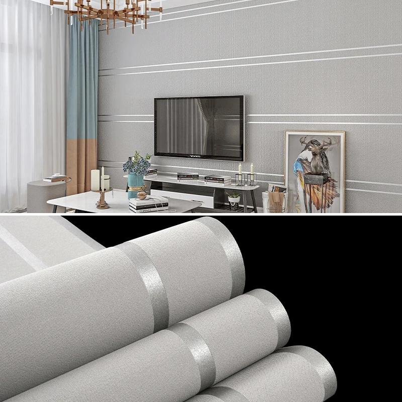 

3D Обои Современный Простой Полосатый Узор Гостиная ТВ Фон Домашний Декор Текстура Оленьей Кожи Не Самоклеящаяся Наклейка На Стену 0. 53x2m