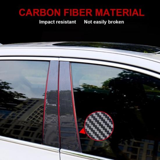 6pcs Carbon Fiber Look Door Window Pillar Post Trim Fits Dodge Charger 2011-2021