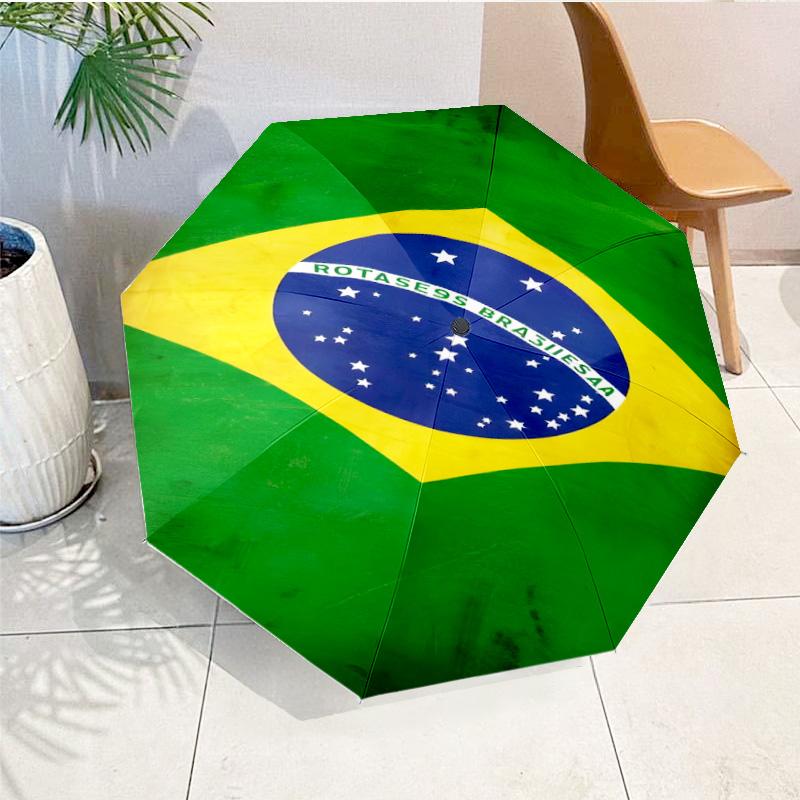 Brazil Artwork Printed Automatic Umbrella, 8-Frame for Travel, camping, Casual Umbrella, Essential Gift for for family and friends