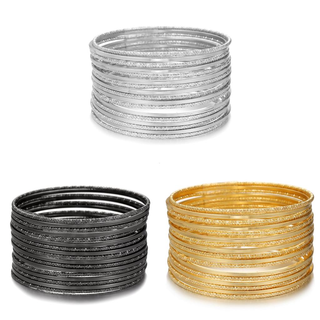 European Style Metal Bangle Set With Geometric Design For Womens Fashion Accessories