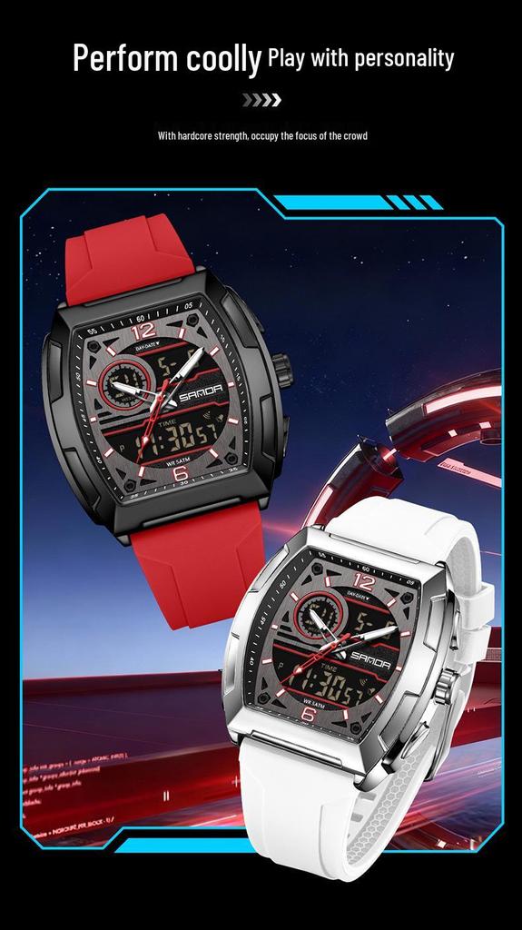 SANDA Men's Multifunctional Sports Watch - Dual Display, Waterproof, Casual & Versatile.