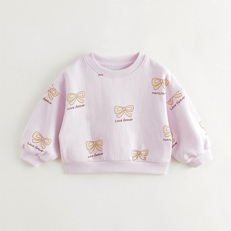 Mark Jenny Girls Sweet and Fun Printed Loose Sweatshirt Kidsren s Top Baby Spring Clothing New Style 240971 Bow Print All over 120