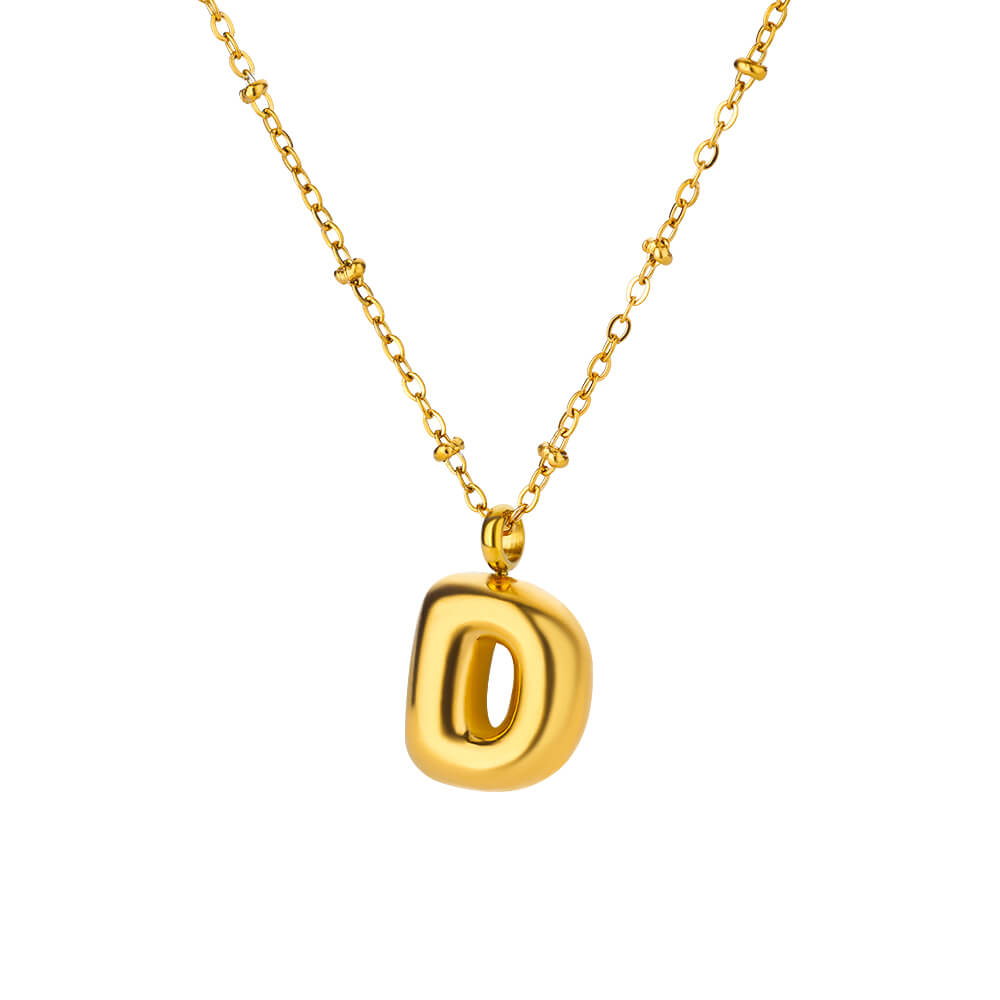 Chunky Initial Letter Stainless Steel Necklaces For Women Gold Color A-Z Letter Necklace Wedding  Fashion Party Jewelry Gift Bff