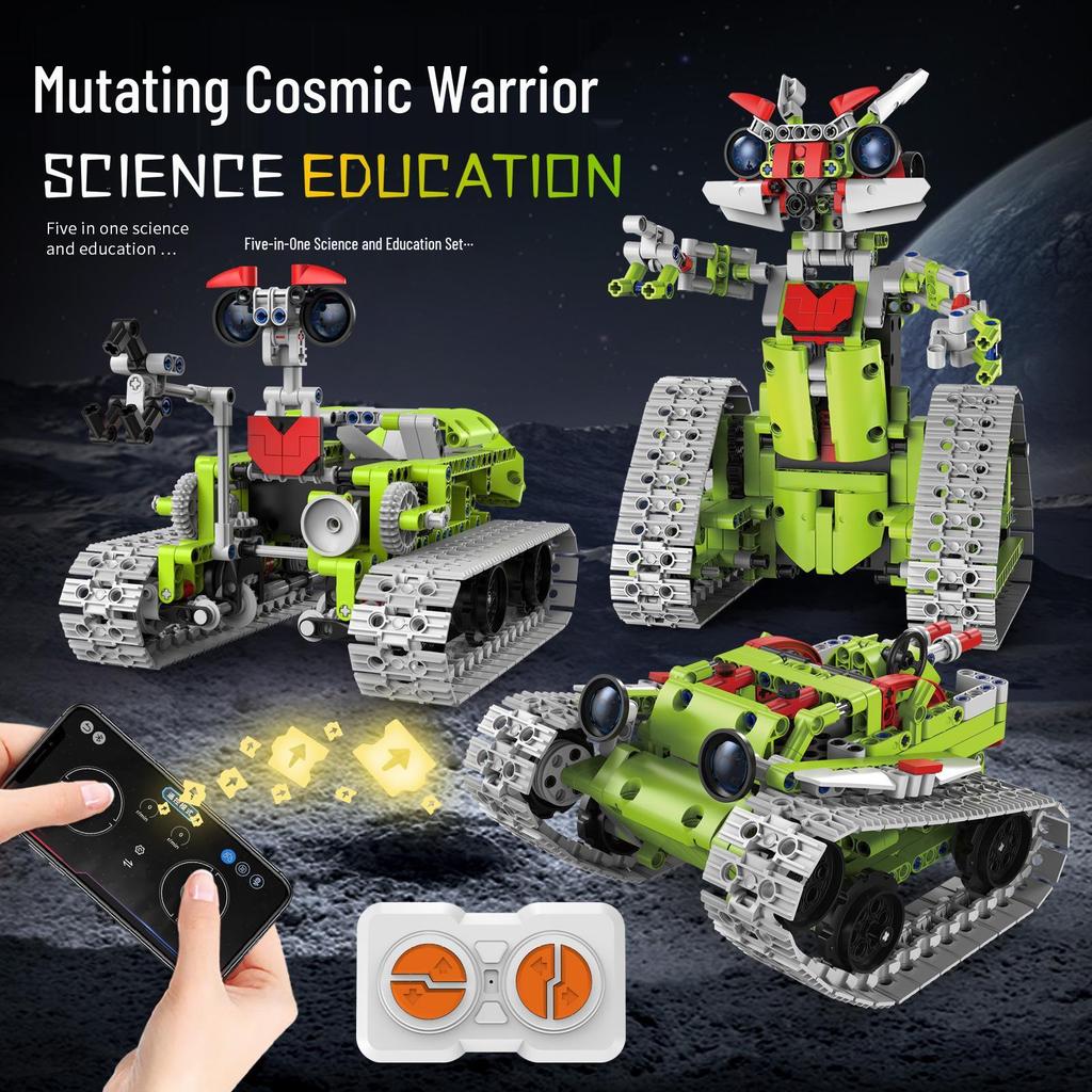 Programmable 5-in-1 Remote Control Moon Robot for Science Education, Compatible Building Blocks