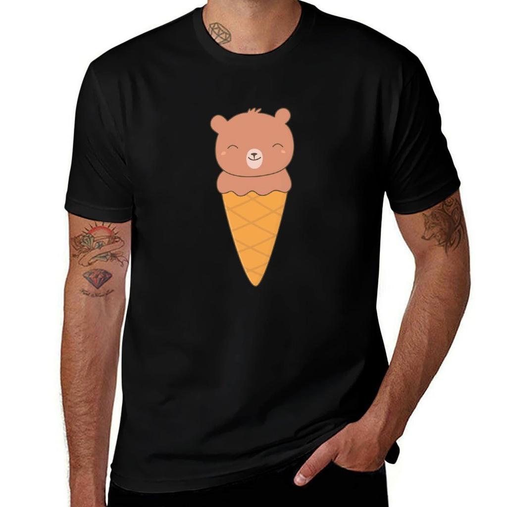 Kawaii Cute Chocolate Bear Ice Cream TShirt man t shirts for men t shirts for man cotton TShirt
