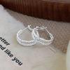 Eleganti Ear Cuff Cerchi Doppi Ghiaccio Frantumato in Argento 925 - Orecchini Lussuosi e Versatili