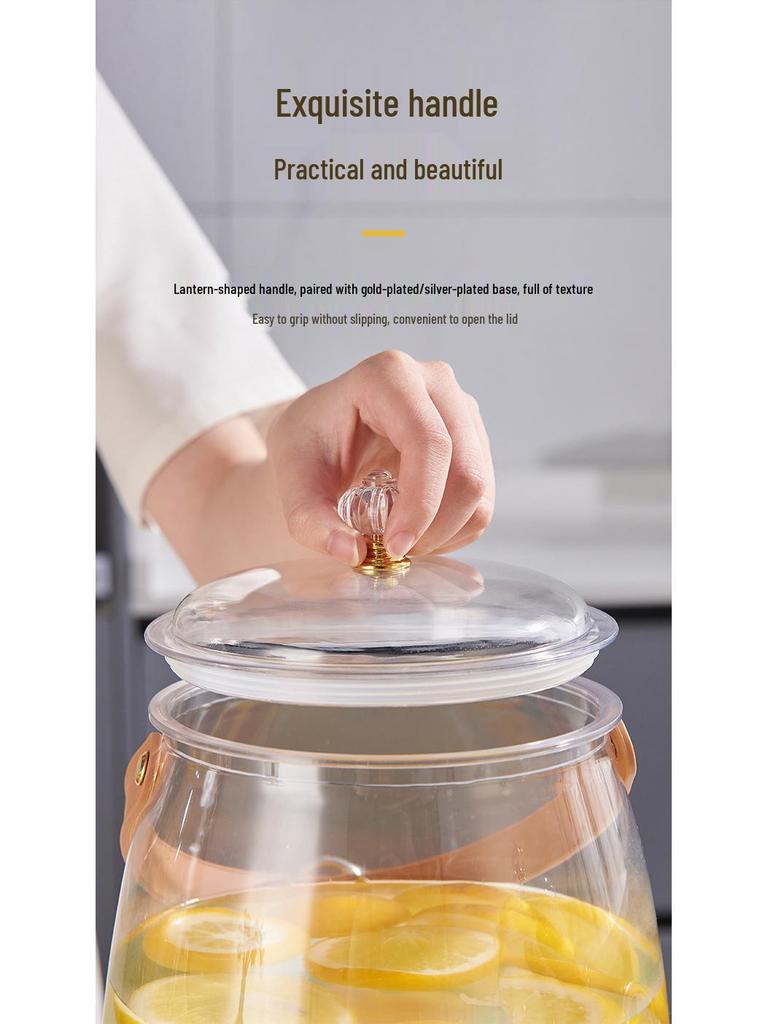 Large Capacity Food-Grade Cold Water Pitcher with Electroplated Faucet for Summer Beverages