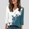 Women's T Shirt Tee Button  3/4 Sleeve Tunic Daily Weekend Fashion Basic V- Neck Regular Top