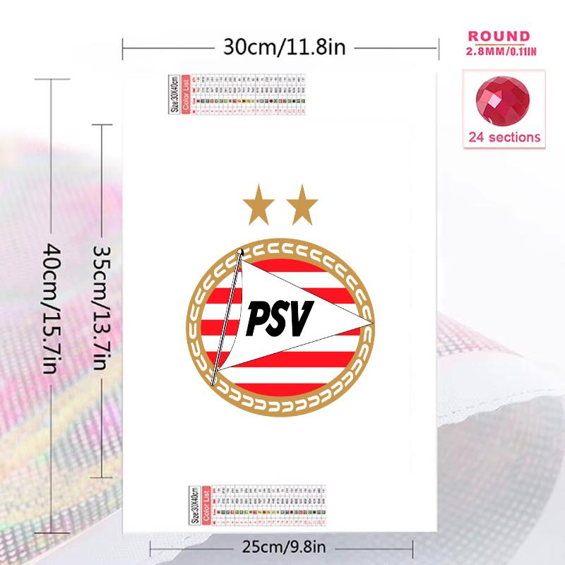 PSV Eindhoven Pattern 3pcs 100% Round Full Drill 5D DIY Diamond Painting Embroidery Cross Stitch Rhinestone Décor