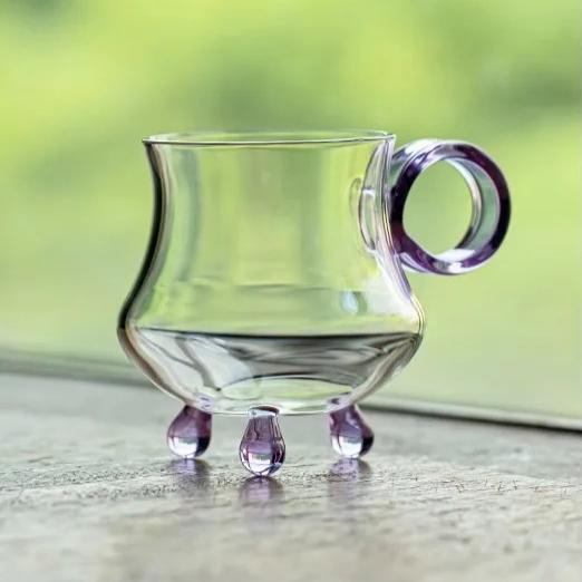 Heat-resistant Glass Teacup High Borosilicate Master Cup Kung Fu Tea Set Transparent Teacup Anti-ironing Water Cup with Handle