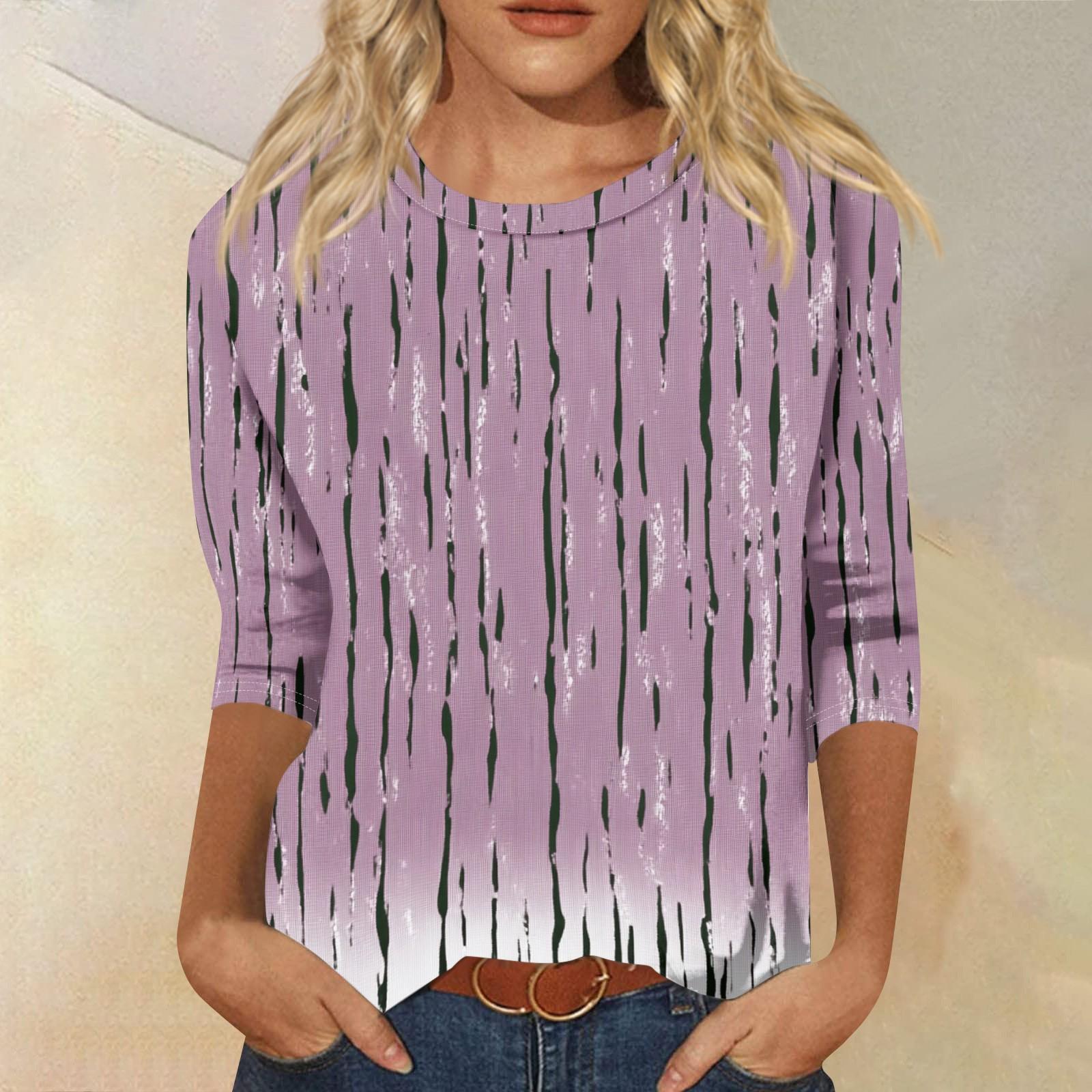 

Женская модная повседневная свободная футболка с круглым вырезом и рукавами 3/4 с принтом, женский топ M