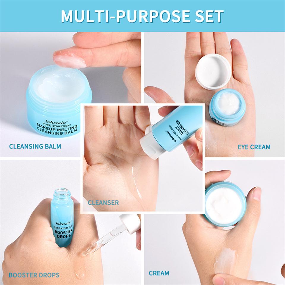 Hautpflege Mini-Set Reiniger Make-up Entferner Feuchtigkeitscreme & Augencreme zur Hydratisierung der Haut Flugzeugfreundliche Größen Hautpflegeset Anti-Falten Hautpflege