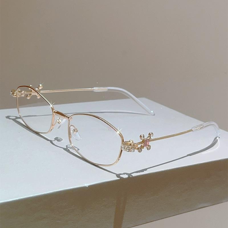 Fashion oval sunglasses women's diamond-encrusted travel photo new sunshade glasses plain and versatile sunglasses