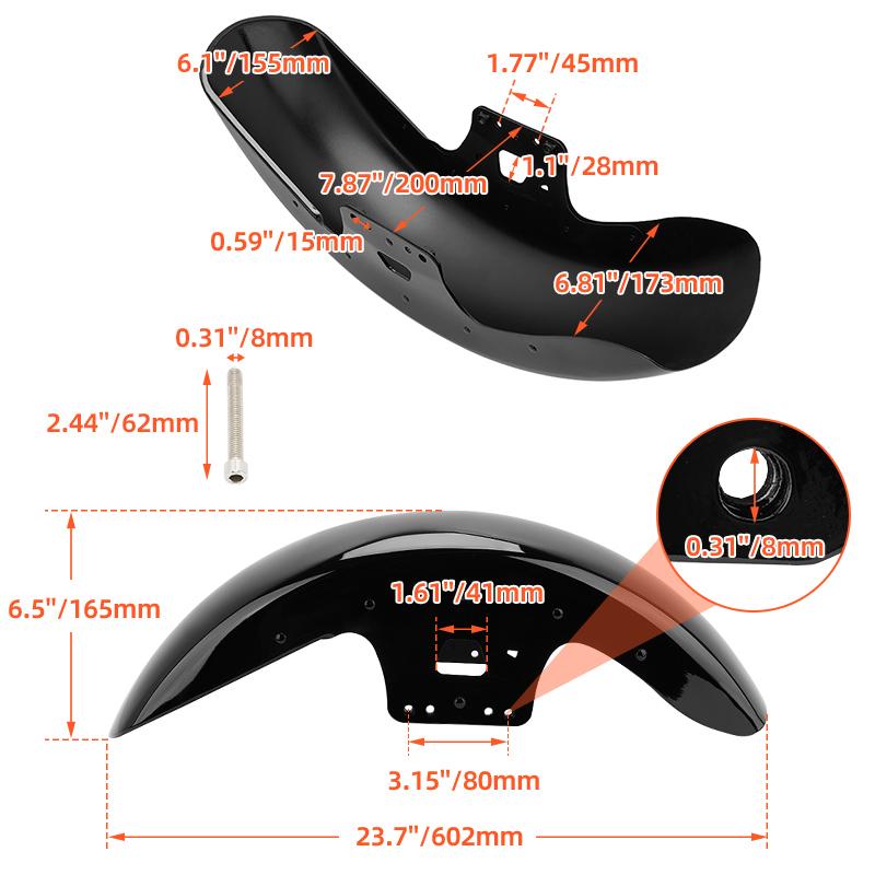 Motorcycle Wrap Front Fender Mudguard Cover Gloss Black Accessories For Harley Touring Road King Electra Street Glide 2014-2023