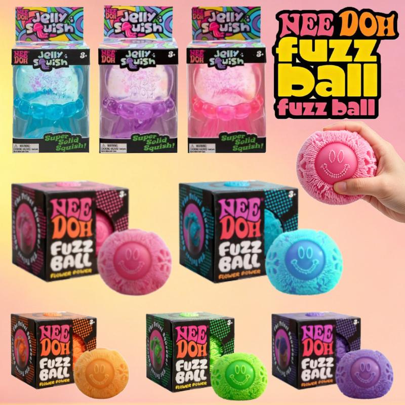 Trending NeeDoh Jellyfish Fuzzball Toy Soft Jelly Squeeze Stress Relief Fidget Toy Sensory for Kids & Adults Festival Gifts