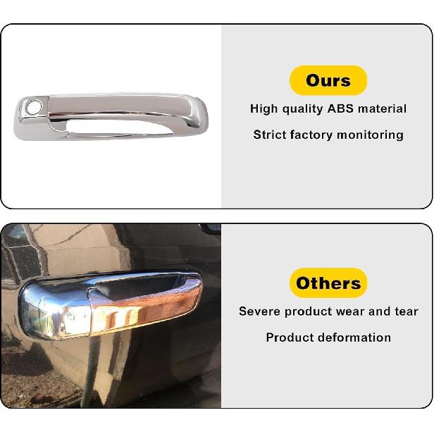 XQSMWF Side Door Handle Exterior Covers Trim Set Chrome Compatible with Dodge Ram 1500 2500 3500 2009 2010 2011 2012 2013 2014 2015 2016 2017 2018