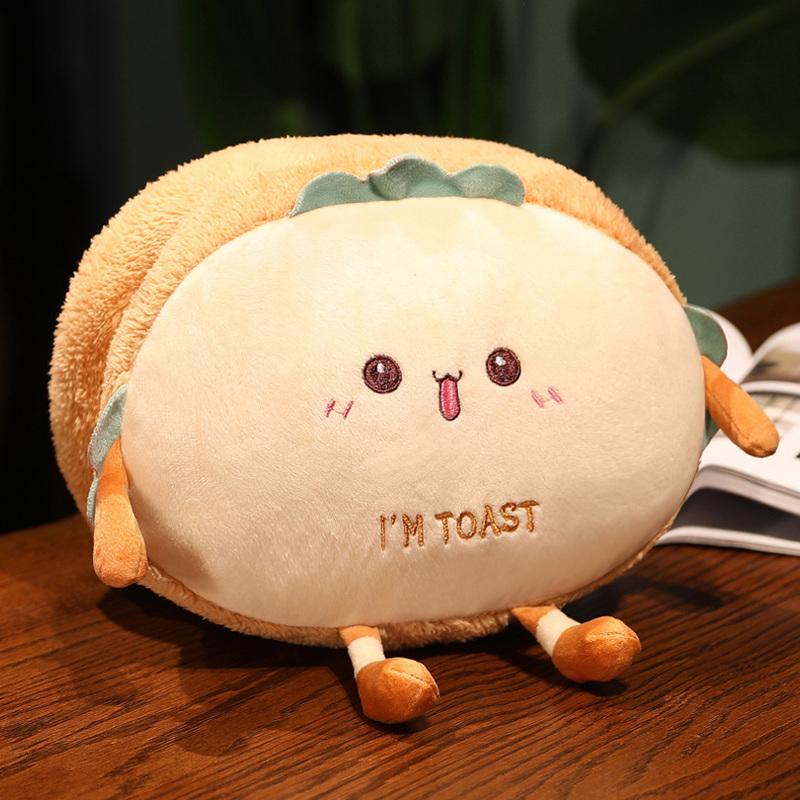 New  Kawaii Toast Bread Food Plush Toys Winter Handwarmer Stuffed Food Pillow Sofa Chair Cushion For Kids Xmas Birthday Gift