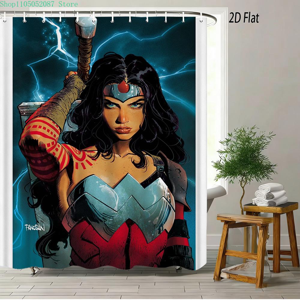 Batman Comic Book Battle Scene Waterproof Shower Curtain, Superhero Bathroom Decor With Kraak Sound Effect For Fans
