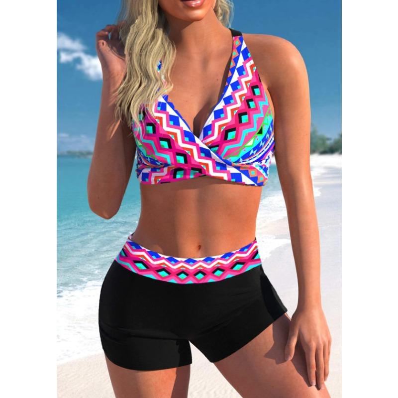 Women's Fashion Two Piece Swimwear Summer Beach Monokini Sexy Swimwear Bikini Set Printed Swimwear