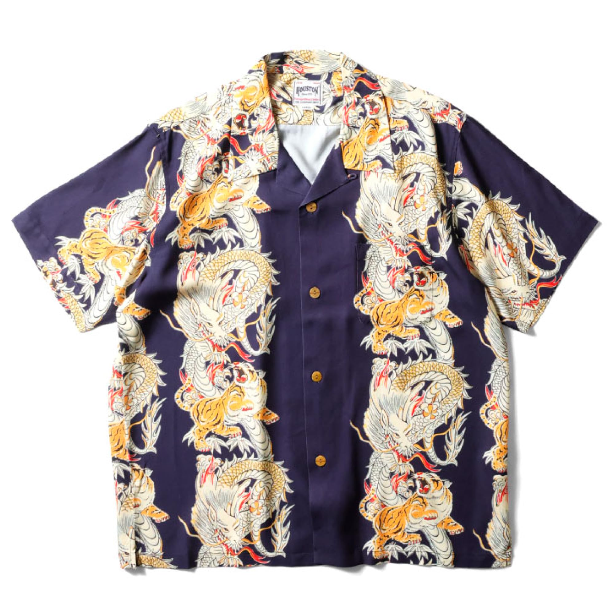 

Хьюстон 41196 ГАВАЙСКАЯ РУБАШКА с принтом, короткий рукав, гавайская, XXL (Дракон Тигр) Рубашка с принтом по всей поверхности, темно-синяя,