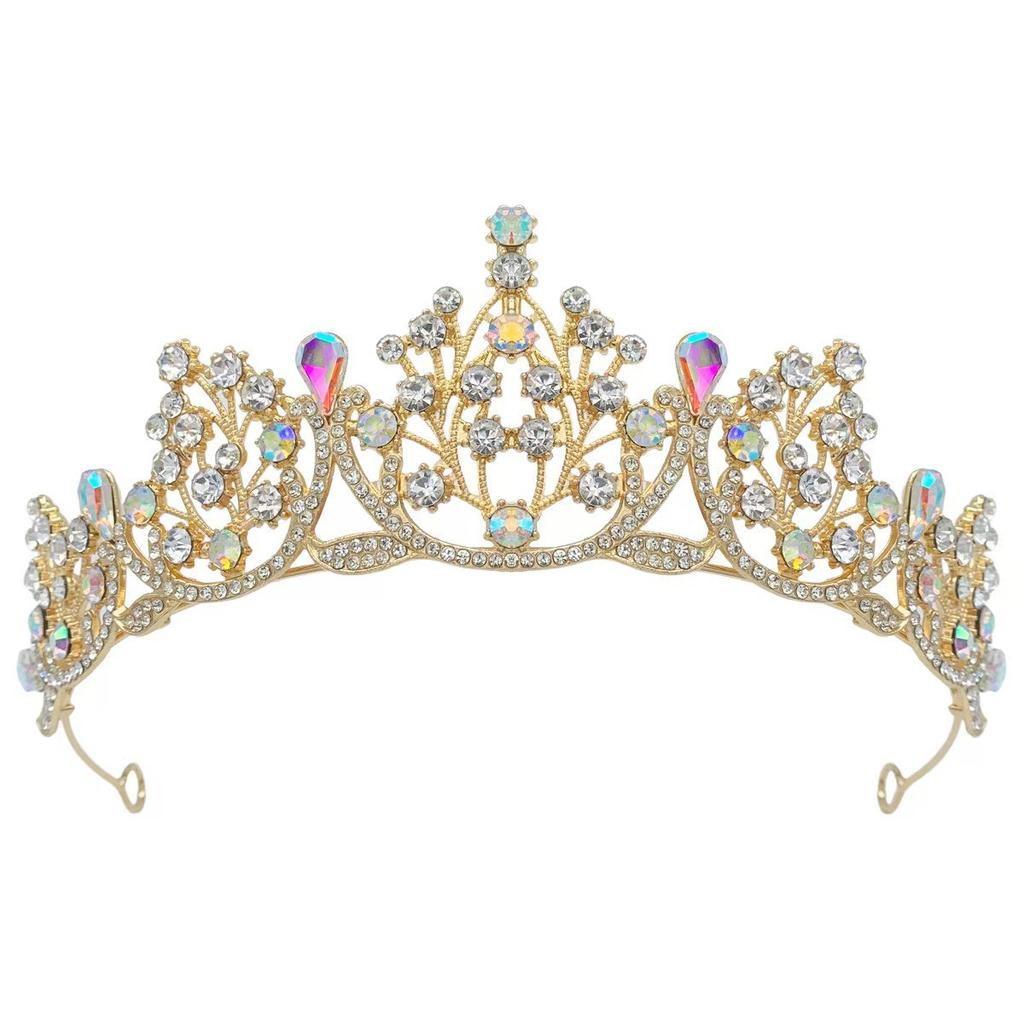 New Bridal Crown Tiara Water Drop Diamond Female Adult Princess Beauty Pageant Crown Wedding Gauze Hair Accessories