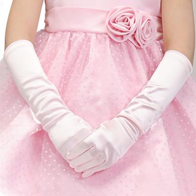 FairyMary Kinder-Formale Lange Handschuhe, Prinzessinnen-Stil, Blau, Lila, Rosa und Weiß, Perfekt für Halloween-Cosplay (Rosa, Größe M)