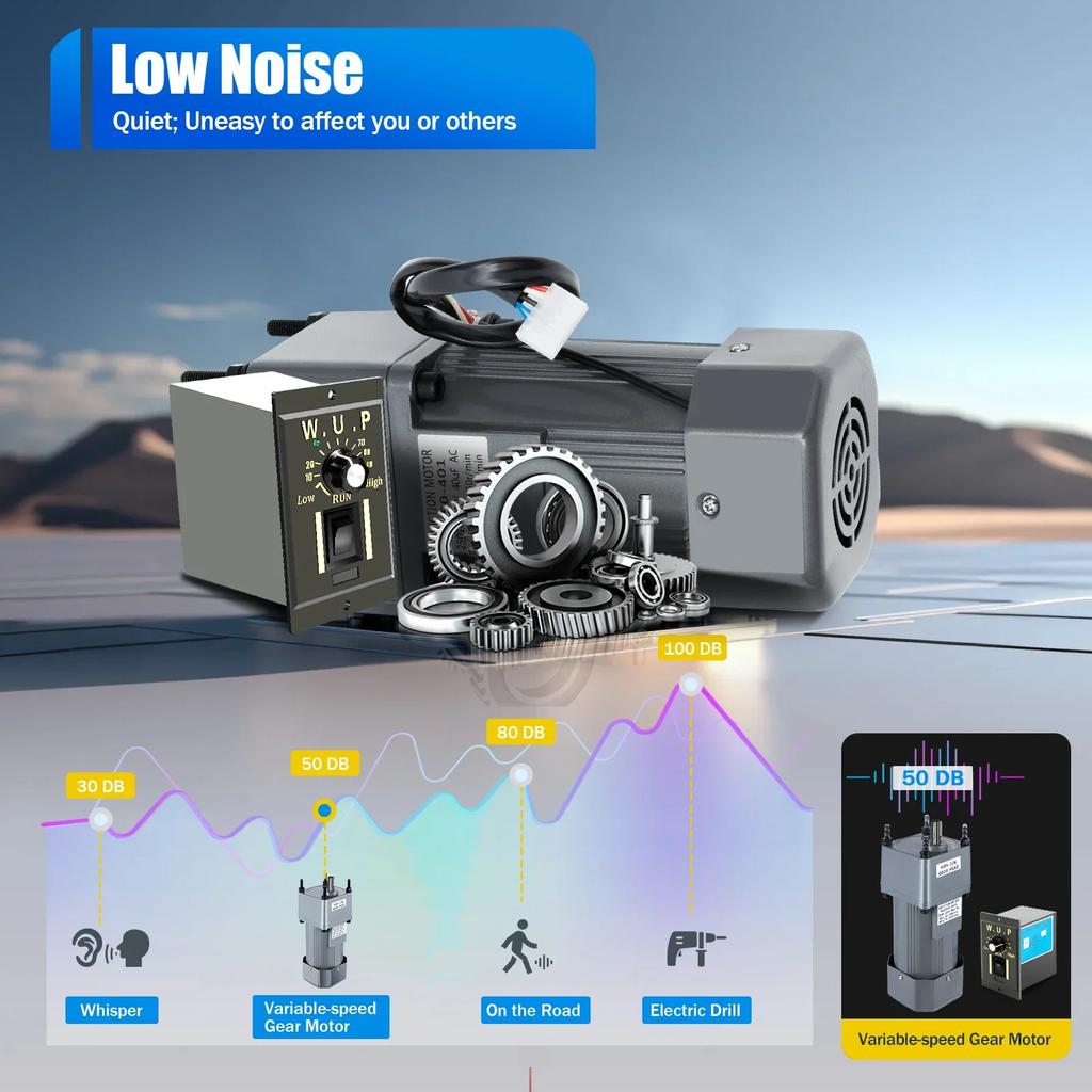 250W 10K speed regulating motor+speed regulator, 110V AC Gear Reduction Motor, Electric Variable Speed Reversible Control