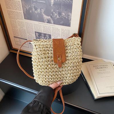 Fashion Versatile Woven Straw Crossbody Shoulder Bag Casual Travel Beach Bag