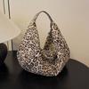 Casual Lazy Plush Bag Retro Leopard Print Bag Autumn Bag Large Capacity Single Shoulder Oblique Span Bag Female Versatile