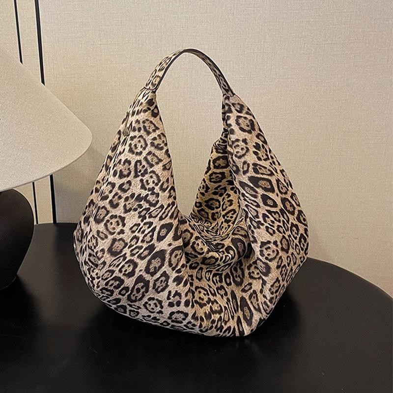 Casual Lazy Plush Bag Retro Leopard Print Bag Autumn Bag Large Capacity Single Shoulder Oblique Span Bag Female Versatile