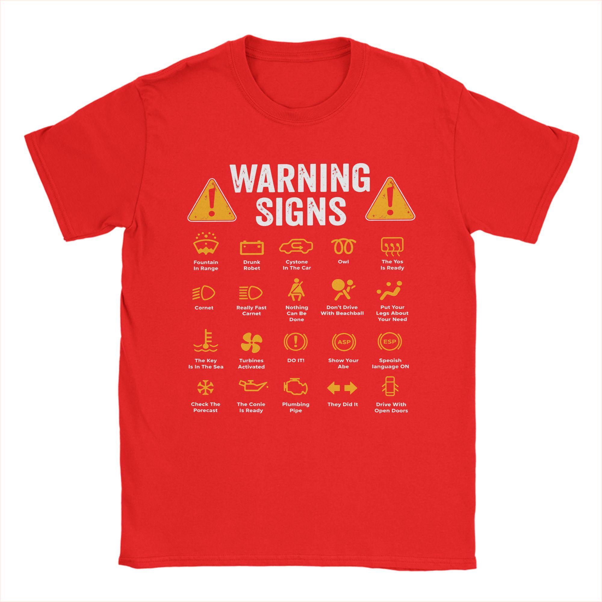 

with Driving Warning Sign Cotton T Shirt For Mens Summer Y2K Basic T Shirts Round Neck Harajuku Tees Plus Size Pattern Tops S
