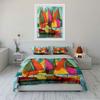 Colorful Sailboat Painting Bedding Duvet Cover Set Duvet Cover Pillowcases  (1*Duvet Cover 2*Pillowcases, Without Duvet Insert)