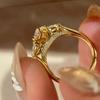 Light Luxury High-End Temperament Large Horse Eye Zircon Ring Fashion Simulation Moissanite Engagement Ring Diamond Ring