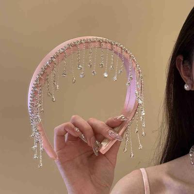 Nová dámská vynikající módní vlasová ozdoba s třásněmi a flokováním zdobená diamanty, luxusní jednoduchá a všestranná vlasová ozdoba