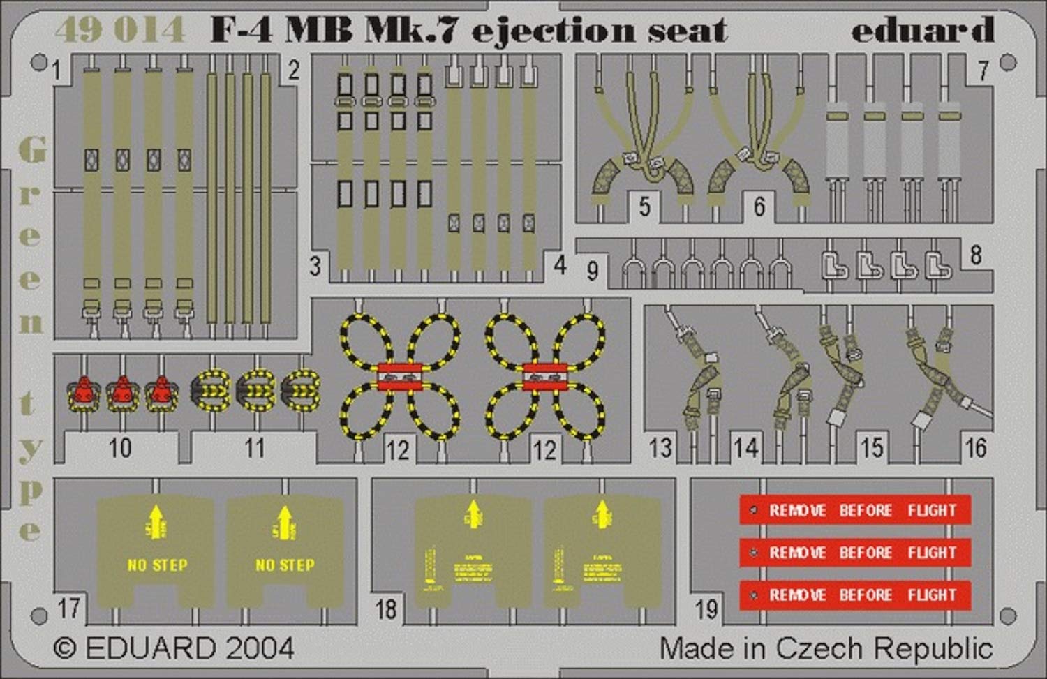 

Эдуард 1/48 McDonnell Aircraft F-4 Phantom II Катапультное кресло Фототравление, Тип с зелеными ремнями, Детали для набора пластиковой модели EDU49014