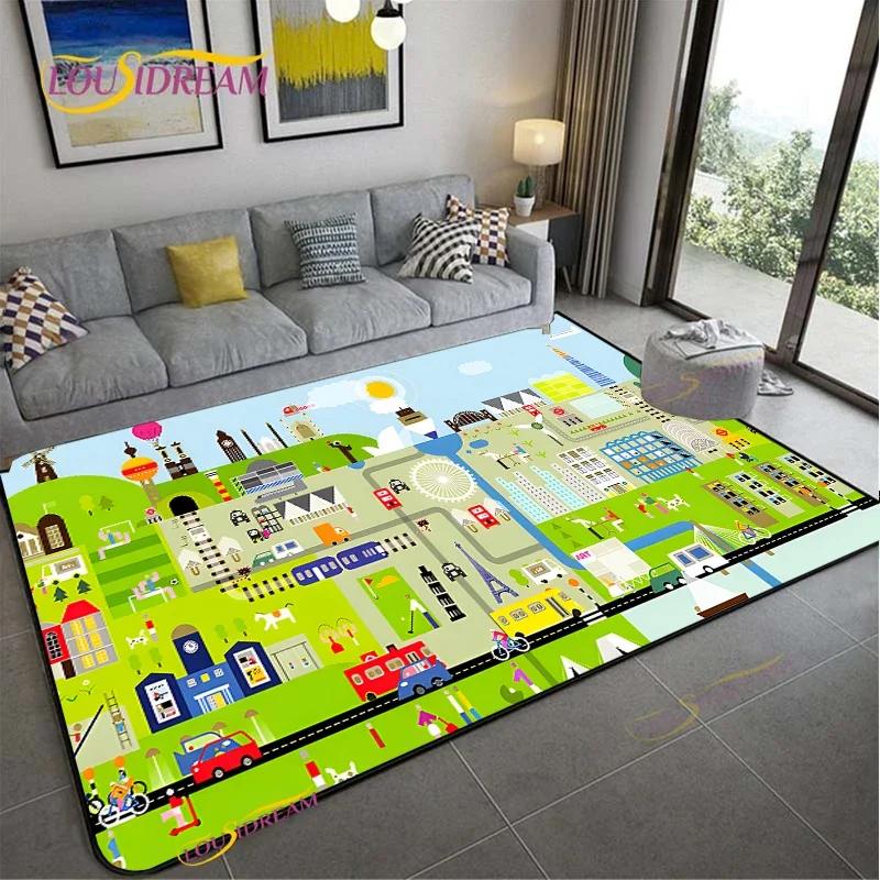 Teppich Straßenverkehr Routenkarte Teppich Wohnzimmer Sofa Couchtisch Schlafzimmer Teppiche Küche Kinderspiel Anti-Rutsch Bodenmatte Heimdeko