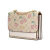 Coach Klare 22 Herz Kirsche Print Beschichtetes Canvas Und Glattes Leder Schulter Crossbody Tasche Klein Damen Taschen Braun Weiß CE610-IMOT4