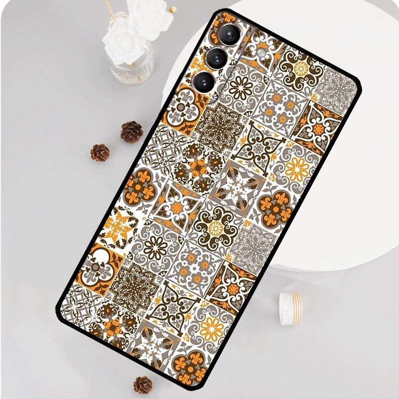 

Vintage Retro Lattice Flower Phone Case For Samsung Galaxy S26 S23 Ultra S20 S21 S22 S24 S25 Plus S10 S25 FE Funda Cover For Galaxy S26Ultra