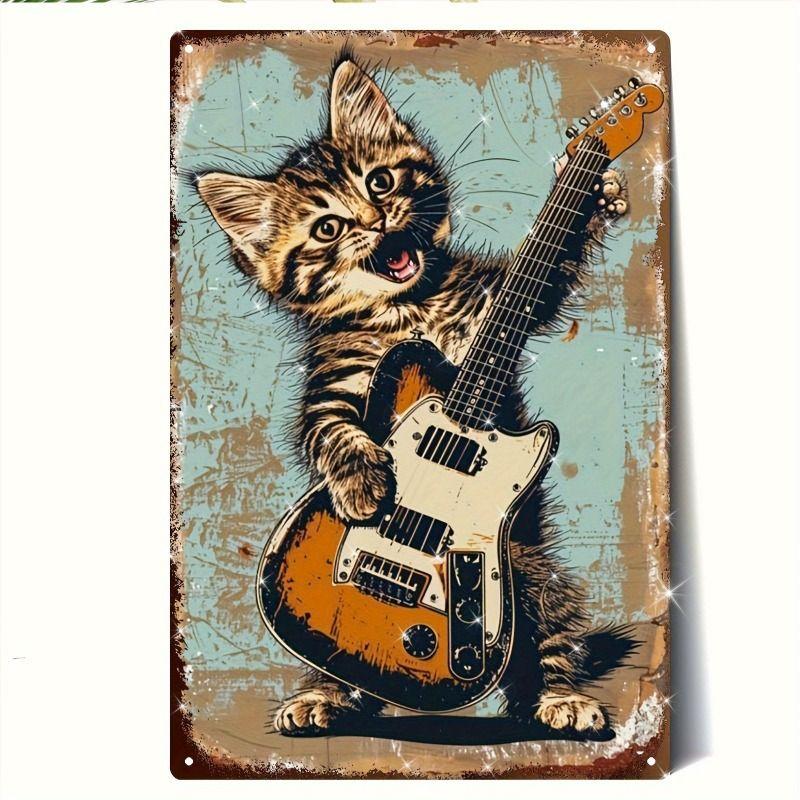 Vintage Style Metal Tin Sign Cute Cats Dogs for Cafe Interior